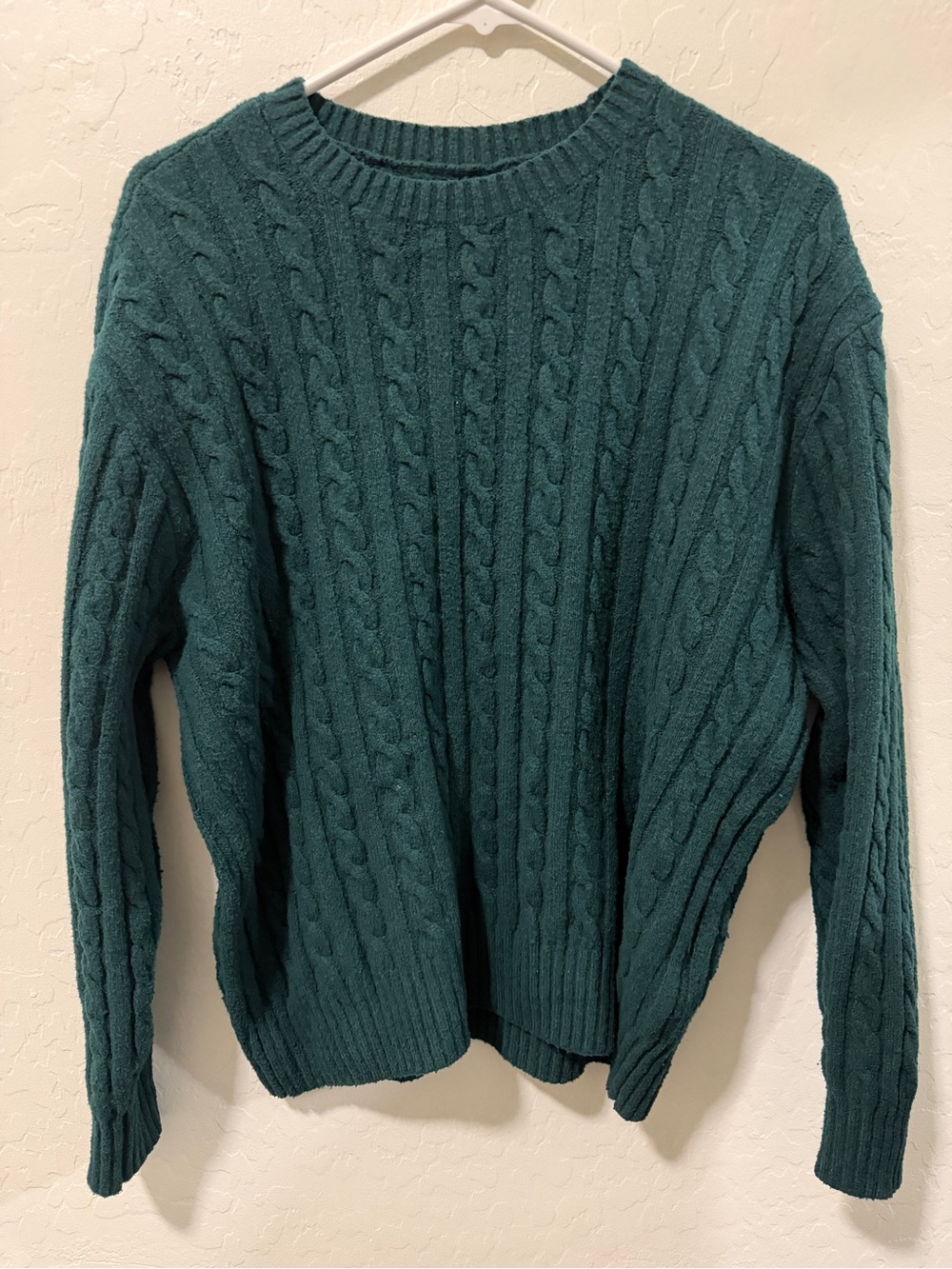 Hollister Teal Cable Knit Crew Sweater